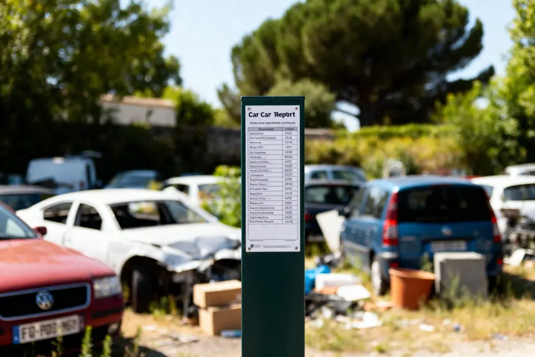Rapport de voiture dans une casse auto en arrière-plan carvertical gratuit affiché