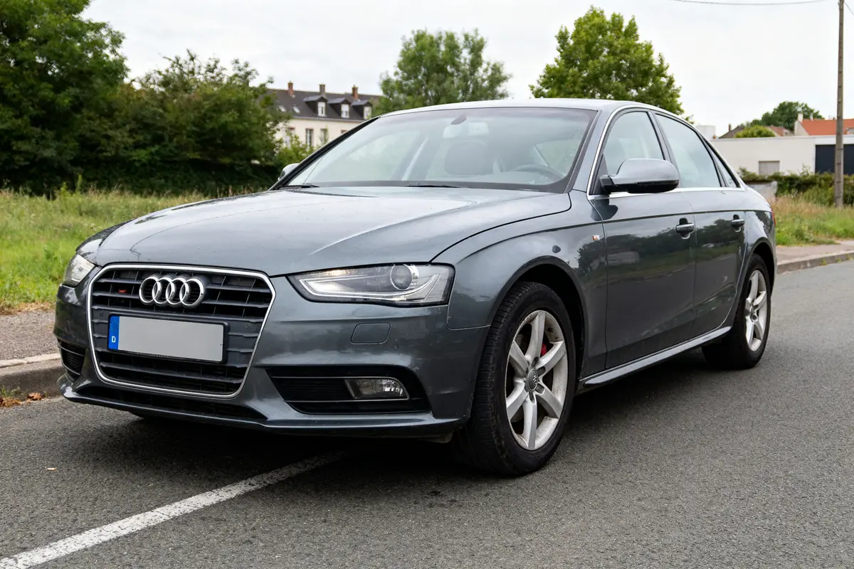 Audi A4 grise sur route, modèle à éviter pour ses défauts mécaniques potentiels