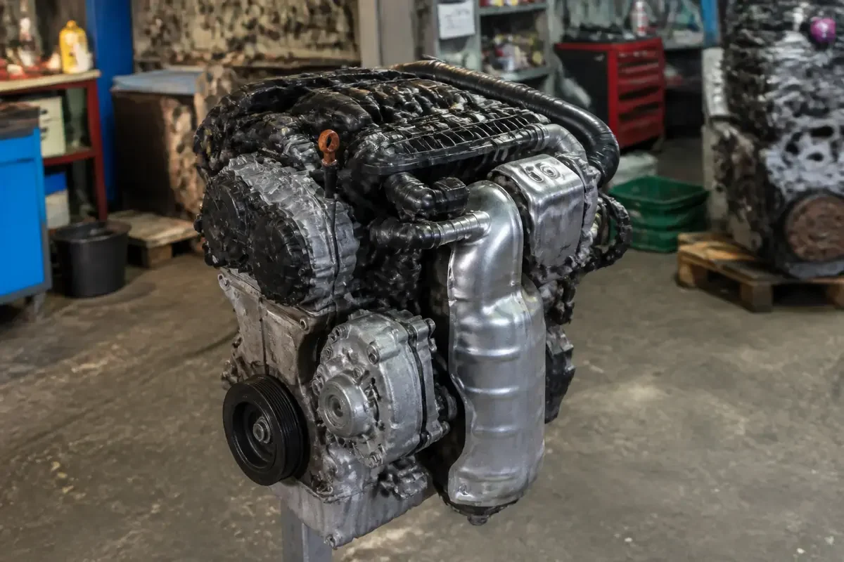 Moteur PureTech dans un atelier, illustrant des avis sur le moteur PureTech.