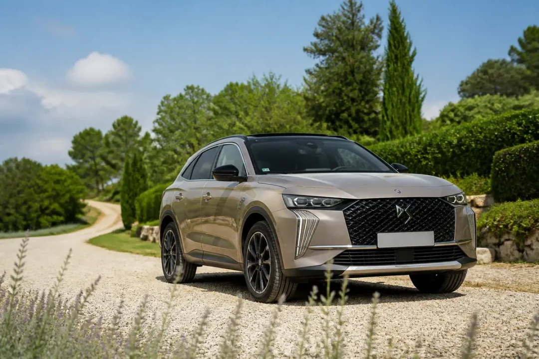 SUV moderne de luxe sur une allée, issu d'une marque de voiture française.