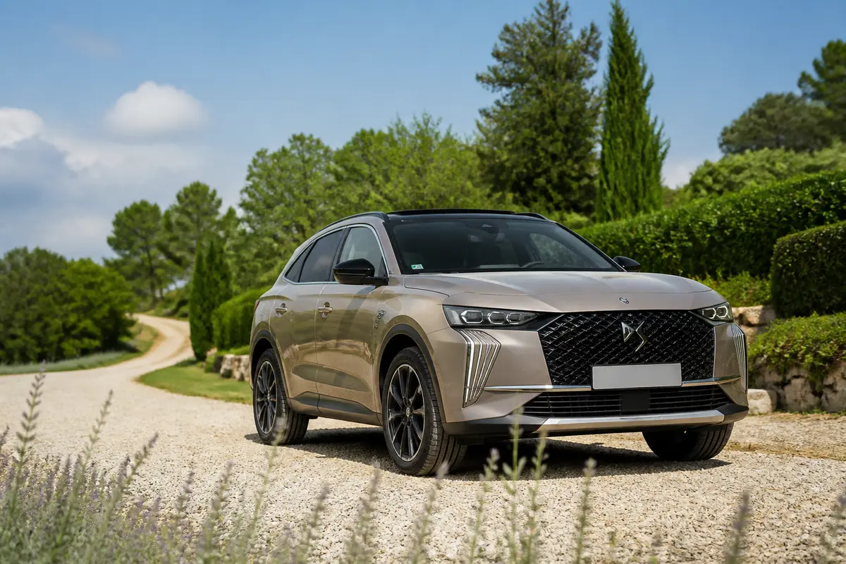 SUV moderne de luxe sur une allée, issu d'une marque de voiture française.